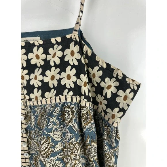 Natural Life Boho Floral Tiered Cotton Maxi Dress Button Front Midi Womens XL - Picture 5 of 14